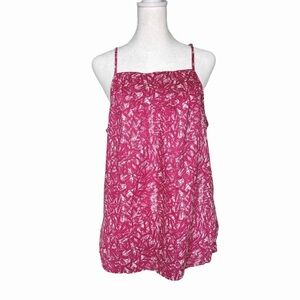 prAna Zandra Printed Fushia/White Strappy Camisole Tank Top (Size M)